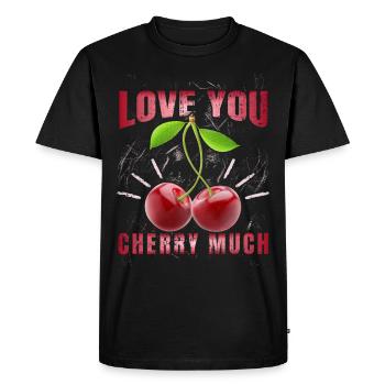 Heart Cherries Cherry Pun Love-you Valentine's Day - Men's Premium Organic T-Shirt - black - Front - Nico (187cm)