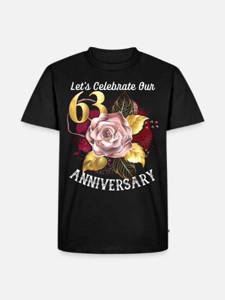 63ste verjaardag, jubileumviering, huwelijksverjaardag - Mannen Premium Bio T-shirt - zwart