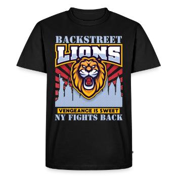Lion, Arts Martiaux, Tête de Lion de New York - T-shirt Premium bio Homme - noir - Devant - Nico (187cm)