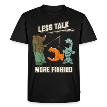 Funny Angler, Bear Fisherman, Comic Style Saying - Men's Premium Organic T-Shirt - black - Front - Nico (187cm)
