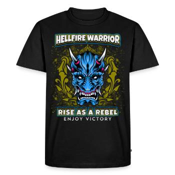 Devil Satan, guerrier du feu de l’enfer disant, Style comique - T-shirt Premium bio Homme - noir - Devant - Nico (187cm)