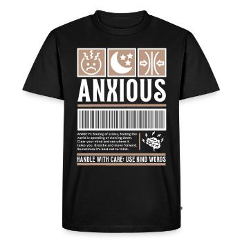 Streetwear Anxious, Anxiety Vintage Fashion Label - Men's Premium Organic T-Shirt - black - Front - Nico (187cm)