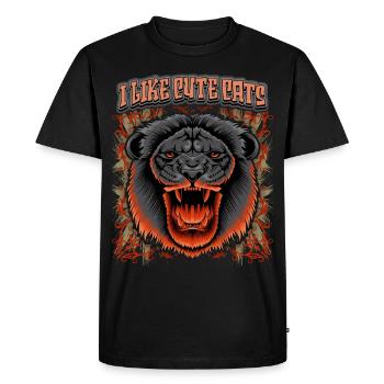 Drôle de Lion Dictant, Tête de Lion Gros Chat - T-shirt Premium bio Homme - noir - Devant - Nico (187cm)