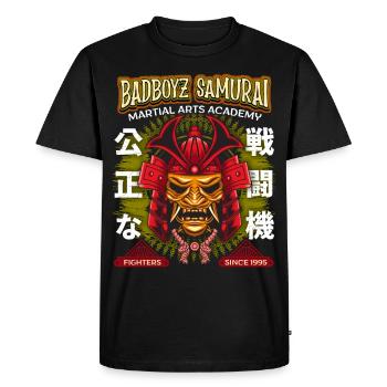 Arts Martiaux Japonais, Samouraï Oni, Masque, Dicton - T-shirt Premium bio Homme - noir - Devant - Nico (187cm)