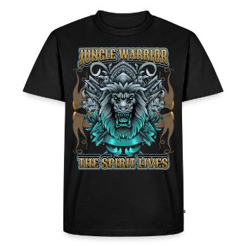 Mythological lion, saying with lion's head - Men's Premium Organic T-Shirt - black - Front - Nico (187cm)