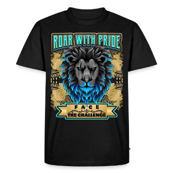Lion Saying, Lion Head - Men's Premium Organic T-Shirt - black - Front - Nico (187cm)