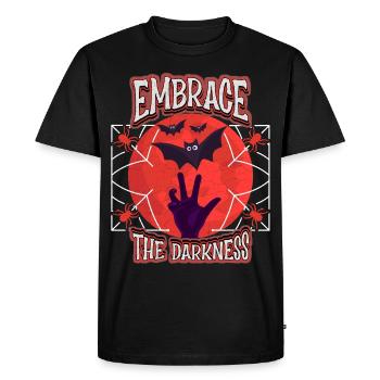 Lune de l’horreur avec une chauve-souris et une main de zombie, disant - T-shirt Premium bio Homme - noir - Devant - Nico (187cm)