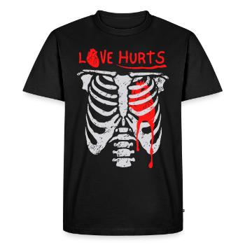 Mal D’amour, Drôle De Squelette, Coeur D’amour, Dire - T-shirt Premium bio Homme - noir - Devant - Nico (187cm)