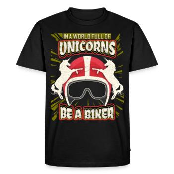 Unicorn Unicorn Funny Motorcycle Biker Saying - Men's Premium Organic T-Shirt - black - Front - Nico (187cm)