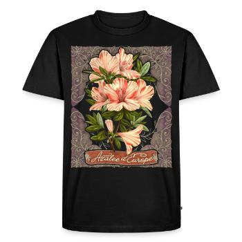 Azalée Vintage, Azalée d’Europe, fleurs botaniques - T-shirt Premium bio Homme - noir - Devant - Nico (187cm)
