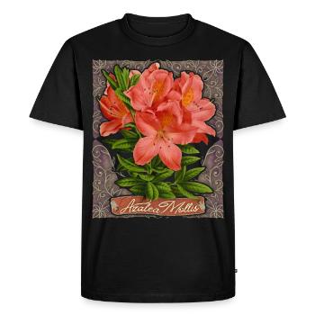 Azalée, Azalea Mollis, fleurs botaniques Vintage - T-shirt Premium bio Homme - noir - Devant - Nico (187cm)