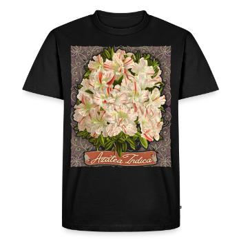 Azalée Indica, fleurs botaniques vintage, azalée - T-shirt Premium bio Homme - noir - Devant - Nico (187cm)