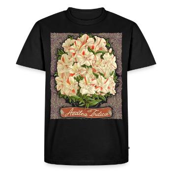 Azalea Indica vintage botanique rayé azalée - T-shirt Premium bio Homme - noir - Devant - Nico (187cm)