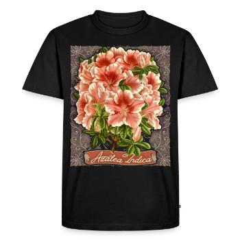 Azalée indienne, Azalée Indica rétro vintage - T-shirt Premium bio Homme - noir - Devant - Nico (187cm)