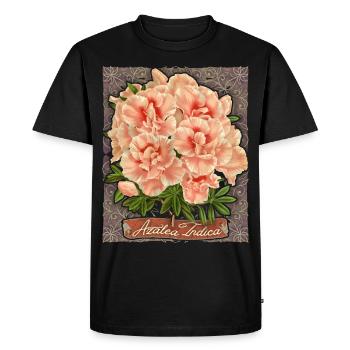 Azalée indienne rose, vintage rétro, Azalée Indica - T-shirt Premium bio Homme - noir - Devant - Nico (187cm)