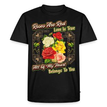 Roses rouges, amour, la Saint-Valentin dictant - T-shirt Premium bio Homme - noir - Devant - Nico (187cm)