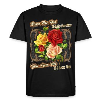 Roses vintage, amour, Saint-Valentin, Roses disant - T-shirt Premium bio Homme - noir - Devant - Nico (187cm)