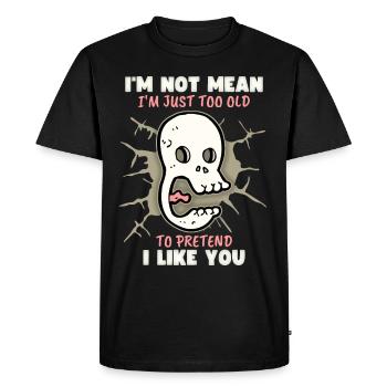 Crâne de dessin animé, disant, je ne t’aime pas - T-shirt Premium bio Homme - noir - Devant - Nico (187cm)