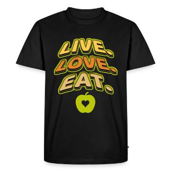 Live Love Eat, saying for food lover - Men's Premium Organic T-Shirt - black - Front - Nico (187cm)