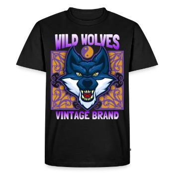 Loup sauvage, Portrait de loup, tête de loup drôle - T-shirt Premium bio Homme - noir - Devant - Nico (187cm)