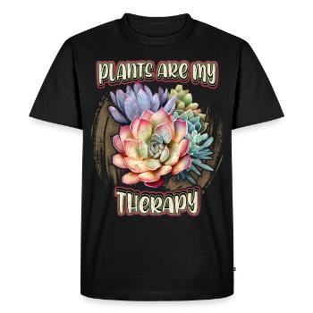 Succulents, botanical illustration, saying - Men's Premium Organic T-Shirt - black - Front - Nico (187cm)