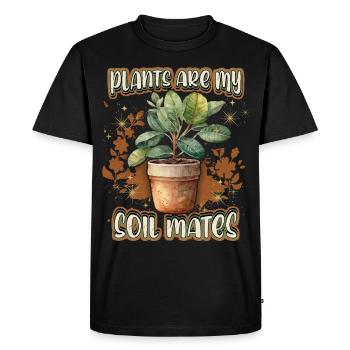 Pot de fleur avec hévéa, drôle de plantes disant - T-shirt Premium bio Homme - noir - Devant - Nico (187cm)