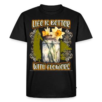 Jonquille, jonquille, fleur botanique Vintage - T-shirt Premium bio Homme - noir - Devant - Nico (187cm)