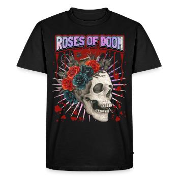 Vintage Skull, Skull with Roses, Saying - Men's Premium Organic T-Shirt - black - Front - Nico (187cm)