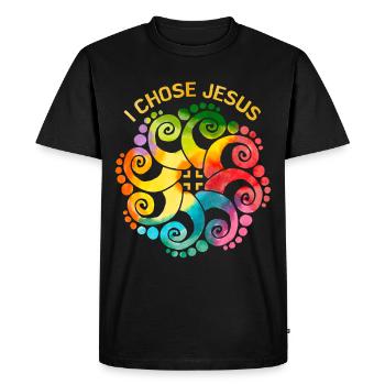 Jésus-Christ disant arc-en-ciel Mandala LGBTQ - T-shirt Premium bio Homme - noir - Devant - Nico (187cm)