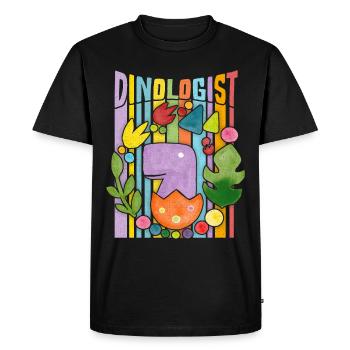 Kawaii Dinosaur, Rainbow, Baby Dino in Egg - Men's Premium Organic T-Shirt - black - Front - Nico (187cm)