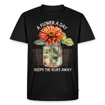 Dicton de fleur avec Zinnia, Illustration de fleur - T-shirt Premium bio Homme - noir - Devant - Nico (187cm)