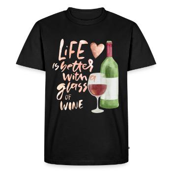 Buveur de vin drôle dictant, bouteille de vin, verre à vin - T-shirt Premium bio Homme - noir - Devant - Nico (187cm)