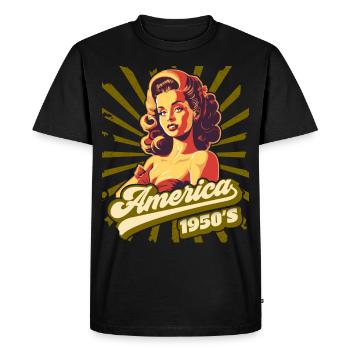 Amérique États-Unis des années 1950 pin-up, Rock and Roll - T-shirt Premium bio Homme - noir - Devant - Nico (187cm)