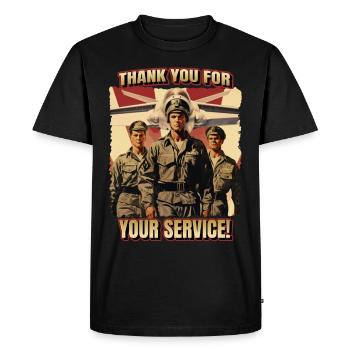 USA Veteran, Military Combat, Airplane Flag Saying - Men's Premium Organic T-Shirt - black - Front - Nico (187cm)