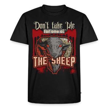 Cartoon Horror Sheep's Head, Sheep Horror Movie Saying - Men's Premium Organic T-Shirt - black - Front - Nico (187cm)