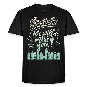 Stockholm, Suède Panorama de la capitale - T-shirt Premium bio Homme - noir - Devant - Nico (187cm)