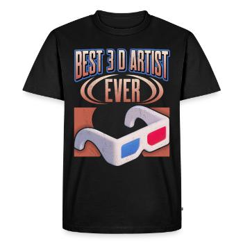 Artiste 3D, dicton drôle avec des lunettes 3D - T-shirt Premium bio Homme - noir - Devant - Nico (187cm)