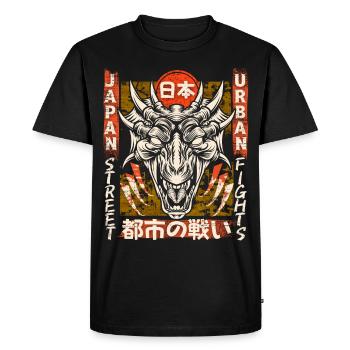 Japon, Japonais, Urban Street Fight, Dragon - T-shirt Premium bio Homme - noir - Devant - Nico (187cm)