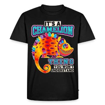 Caméléon, dicton drôle, C’est-un-caméléon-chose - T-shirt Premium bio Homme - noir - Devant - Nico (187cm)