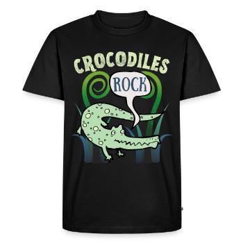 Crocodile crocodile, funny saying, cartoon style - Men's Premium Organic T-Shirt - black - Front - Nico (187cm)