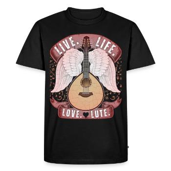 Luth, instrument de luth, joueur de luth, disant - T-shirt Premium bio Homme - noir - Devant - Nico (187cm)
