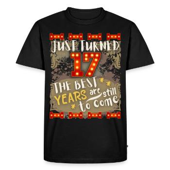 17th birthday 17 years old vintage design, saying - Men's Premium Organic T-Shirt - black - Front - Nico (187cm)