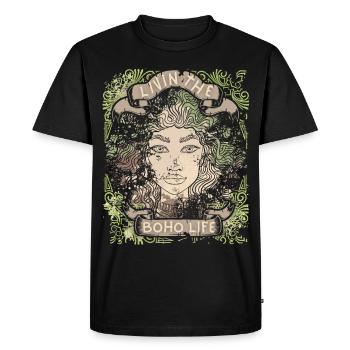 Boho-Girl, Vintage-Bohemian Grunge-Retro 60s, 70s - Men's Premium Organic T-Shirt - black - Front - Nico (187cm)