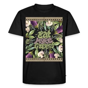 Vegetarian Vegan Funny Saying Eat-More-Greens - Men's Premium Organic T-Shirt - black - Front - Nico (187cm)