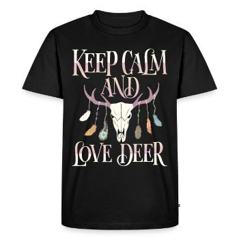 Deer antlers, deer, Keep-Calm saying - Men's Premium Organic T-Shirt - black - Front - Nico (187cm)