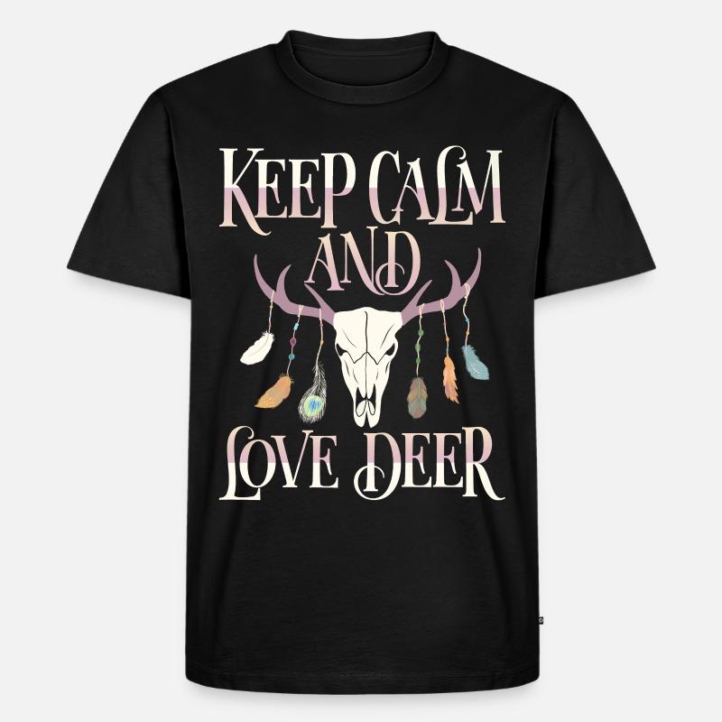 Hirschgeweih, Hirsche, Keep-Calm Spruch - Männer Premium Bio T-Shirt - Schwarz