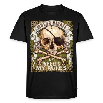 Skull Skull Moto Pirate, Design Motard - T-shirt Premium bio Homme - noir - Devant - Nico (187cm)