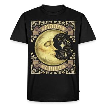 Moon-Child, Crescent, Boho Vintage, Victorien - T-shirt Premium bio Homme - noir - Devant - Nico (187cm)