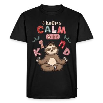 Yoga, Yoga Paresseux, Yoga-Paresseux, Garde-calme, Dire - T-shirt Premium bio Homme - noir - Devant - Nico (187cm)