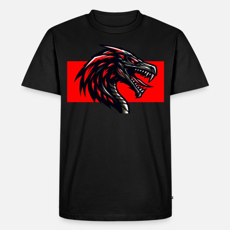 Roter Drache - Männer Premium Bio T-Shirt - Schwarz